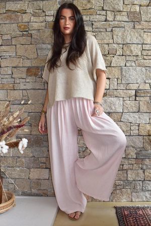 Cyril Crinkelle Wide Leg Pant Seashell